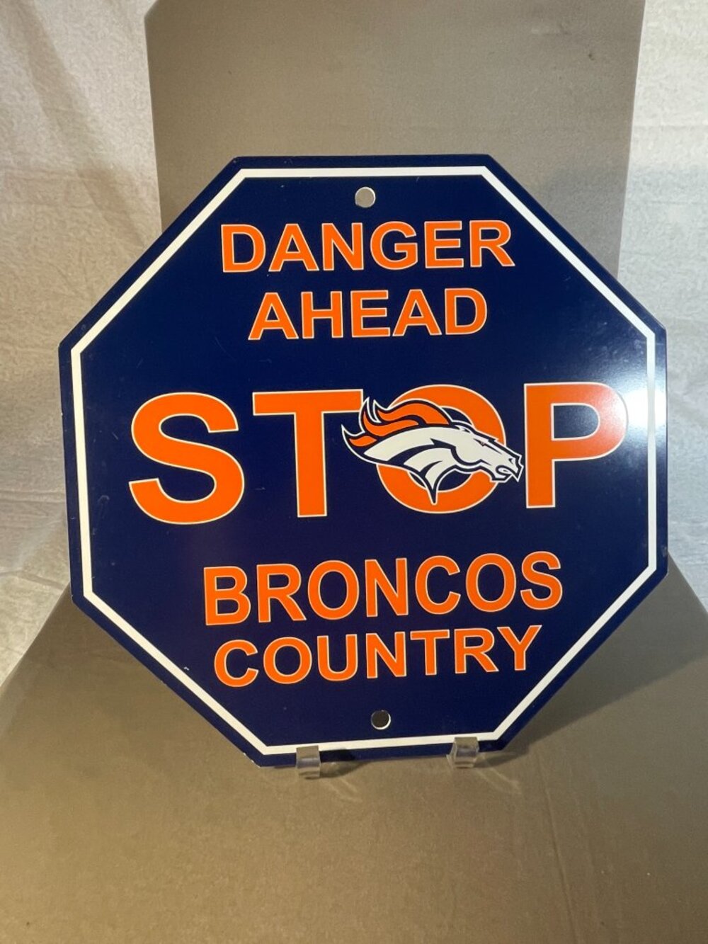 Denver Broncos Plastic 12x12" Danger Ahead Broncos Country Sign (667)